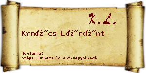 Krnács Lóránt névjegykártya