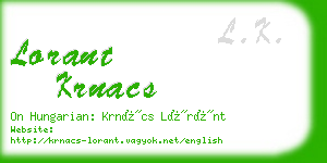 lorant krnacs business card